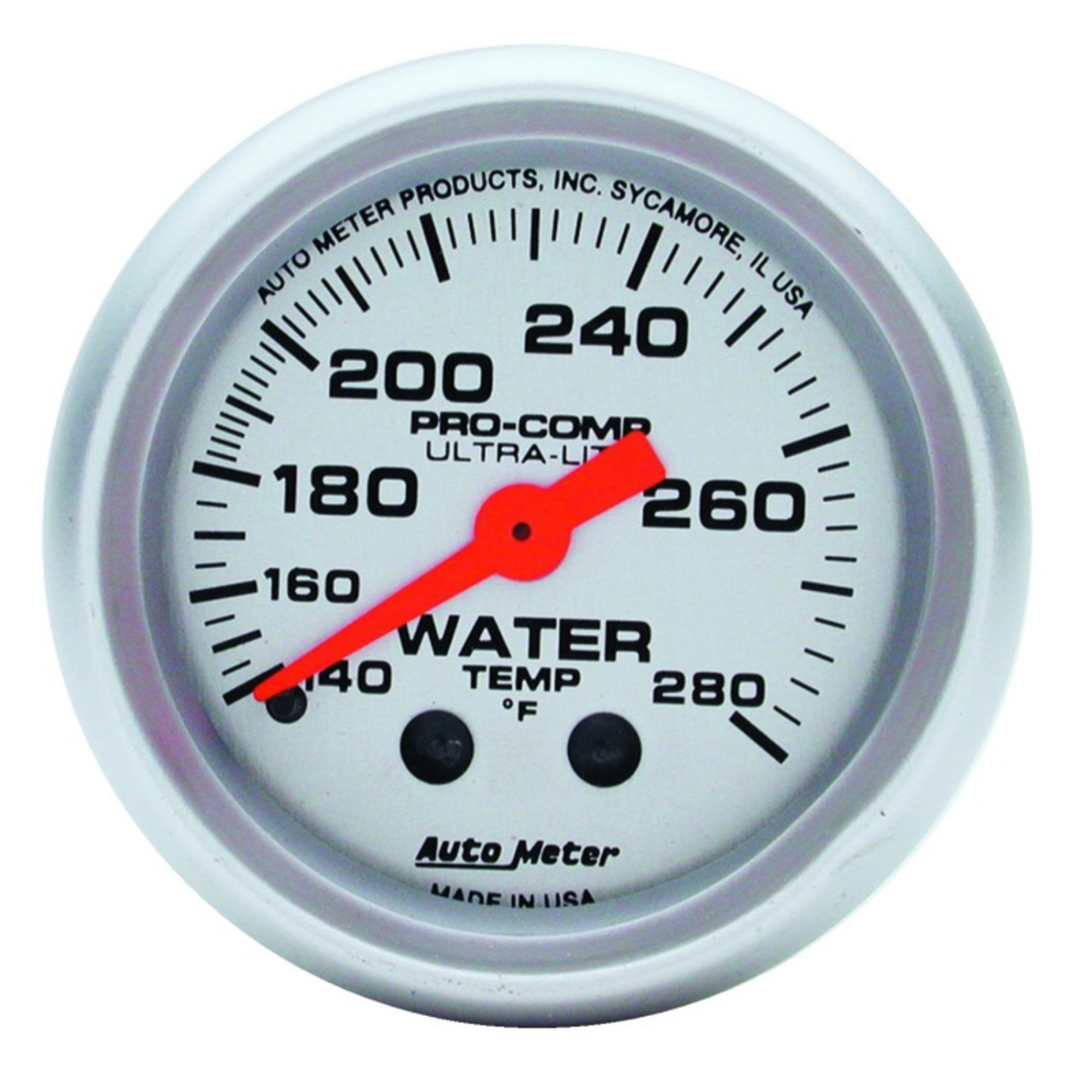 Picture of Autometer Ultra-Lite 52mm 140-280 Deg F Mechanical Water Temp Gauge - White