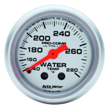 Picture of Autometer Ultra-Lite 52mm 140-280 Deg F Mechanical Water Temp Gauge - White