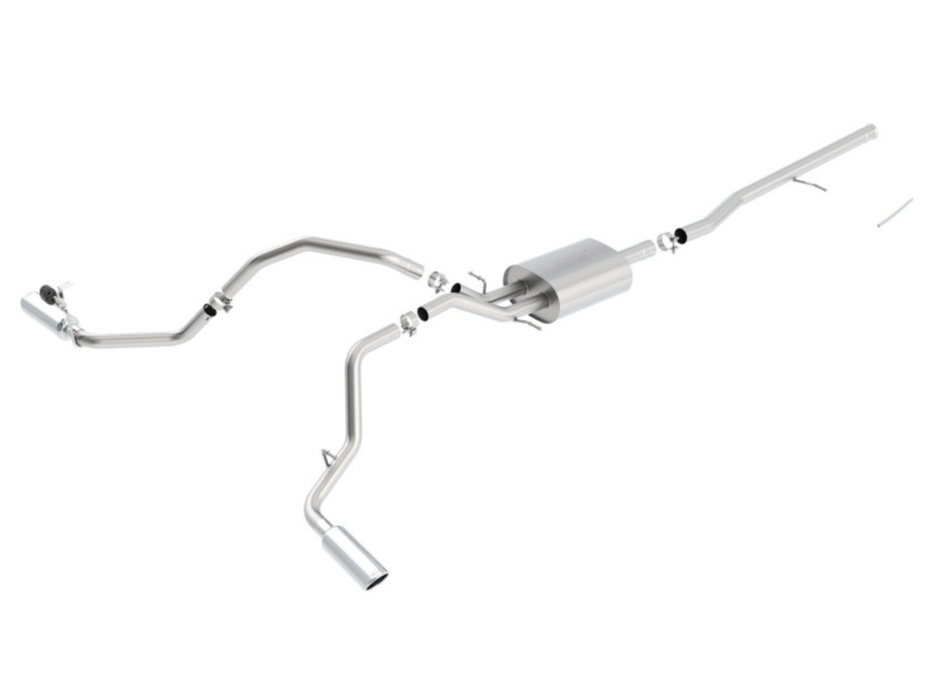 Picture of Borla 14 Silv-Sierra C-B Exhaust S-Type 1500 5-3L V8 AT-MT 2&4WD Ext Cab Split Side Exit