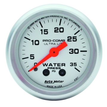 Picture of Autometer Ultra-Lite 52mm 35 PSI Mechanical Water Pressure Gauge
