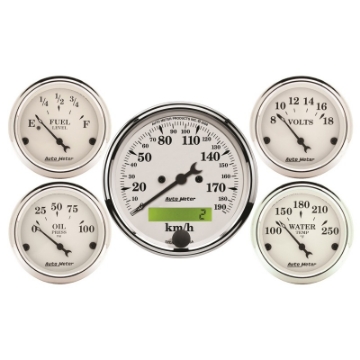Picture of Autometer Old Tyme White 5 Pc Kit-Elec SpeedKm-H-Elec Oil Press-Water Temp-Volt-Fuel Level