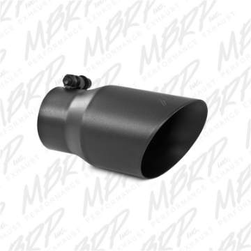 Picture of MBRP Tip 3in Round x 4in Inlet OD Dual Walled Angled Black Tip - Fits all 3in Exhausts