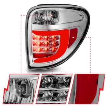 Picture of ANZO 2004-2007 Dodge Grand Caravan LED Tail Lights w- Light Bar Chrome Housing Clear Lens