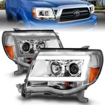 Picture of ANZO 2005-2011 Toyota Tacoma Projector Headlights w- Light Bar Chrome Housing