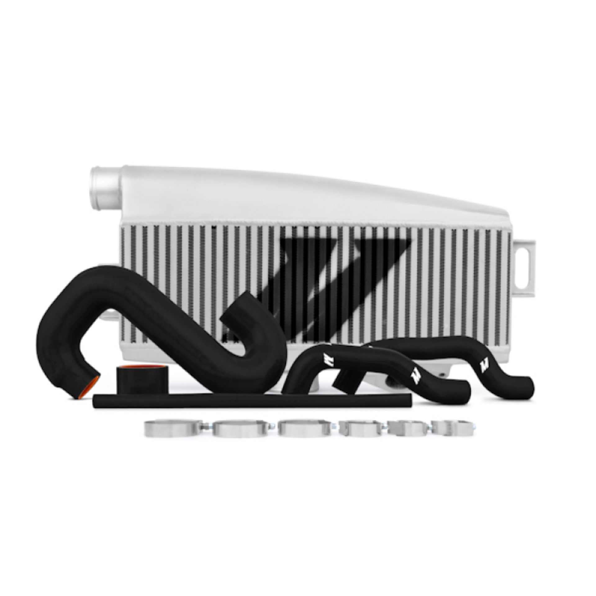 Picture of Mishimoto Subaru 02-07 WRX-04-07 STi Top-Mount Intercooler Kit - Silver-Black Hoses - Not For iRHD