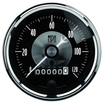 Picture of Autometer Prestige Series Black 3-3-8in 120mph Electronic Programmable Speedometer Gauge