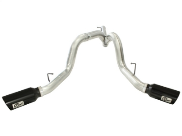 Picture of aFe MachForce XP Exhaust 4inch DP-Back All SS 2011-14 GM Diesel Trucks V8-6-6L LML Black Tips