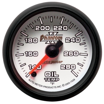 Picture of Autometer Phantom II 52mm Full Sweep Electronic 140-280 Deg F Oil Temperature Gauge