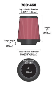 Picture of Airaid Universal Air Filter - Cone 4 x 7 x 4 5-8 x 7 w- Short Flange