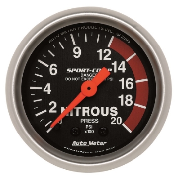 Picture of Autometer Sport-Comp 52mm 0-2000 PSI Mechanical Nitrous Pressure Gauge