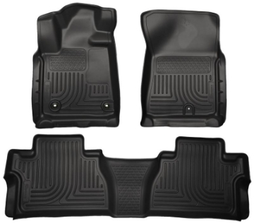 Picture of Husky Liners 2014 Toyota Tundra Double Cab Pickup WeatherBeater Black Front & 2nd Seat Floor Liners