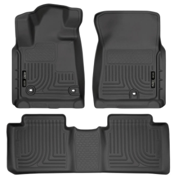 Picture of Husky Liners 2014 Toyota Tundra Double Cab Pickup WeatherBeater Black Front & 2nd Seat Floor Liners