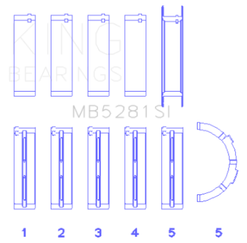 Picture of King Engine Bearings Ford 281CI 4-6L V8 Size STD Main Bearing Set