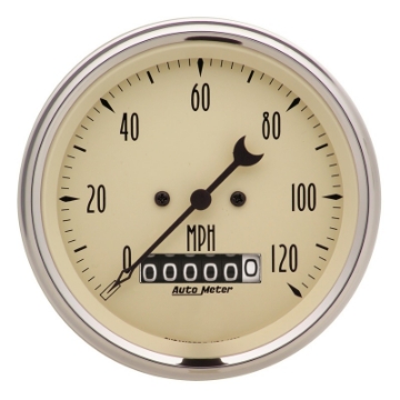 Picture of Autometer 3-3-8in 120mph Antique Beige Elec- Programmable Speedometer w- Wheel Odometer