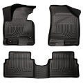 Picture of Husky Liners 2014 Kia Sportage w-Retain Hooks WeatherBeater Combo Front & 2nd Row Black Floor Liners