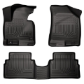 Picture of Husky Liners 2014 Kia Sportage w-Retain Hooks WeatherBeater Combo Front & 2nd Row Black Floor Liners