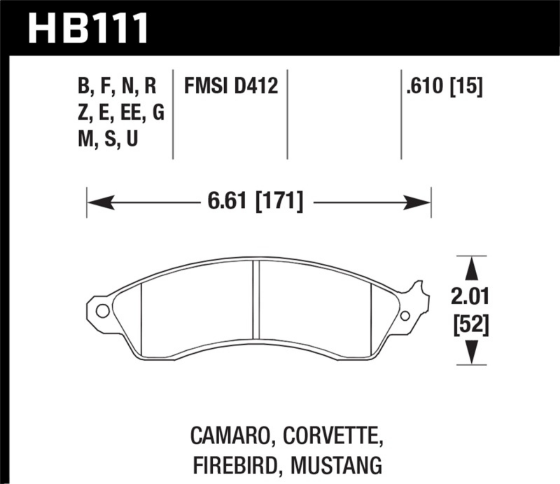 Picture of Hawk 1990-1990 Chevy Camaro Iroc-Z w-Heavy Duty Brakes High Perf- Street 5-0 Front Brake Pads