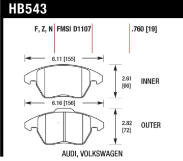 Picture of Hawk 2006-2009 Audi A3 TFSIi Quattro 2-0 HPS 5-0 Front Brake Pads