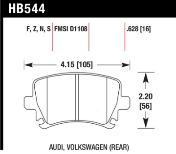 Picture of Hawk 2006-2009 Audi A3 TFSIi Quattro 2-0 HPS 5-0 Rear Brake Pads