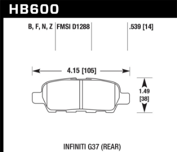 Picture of Hawk 2008-2009 Infiniti EX35 Journey HPS 5-0 Rear Brake Pads