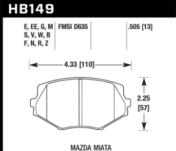 Picture of Hawk 1994-1997 Mazda Miata HPS 5-0 Front Brake Pads