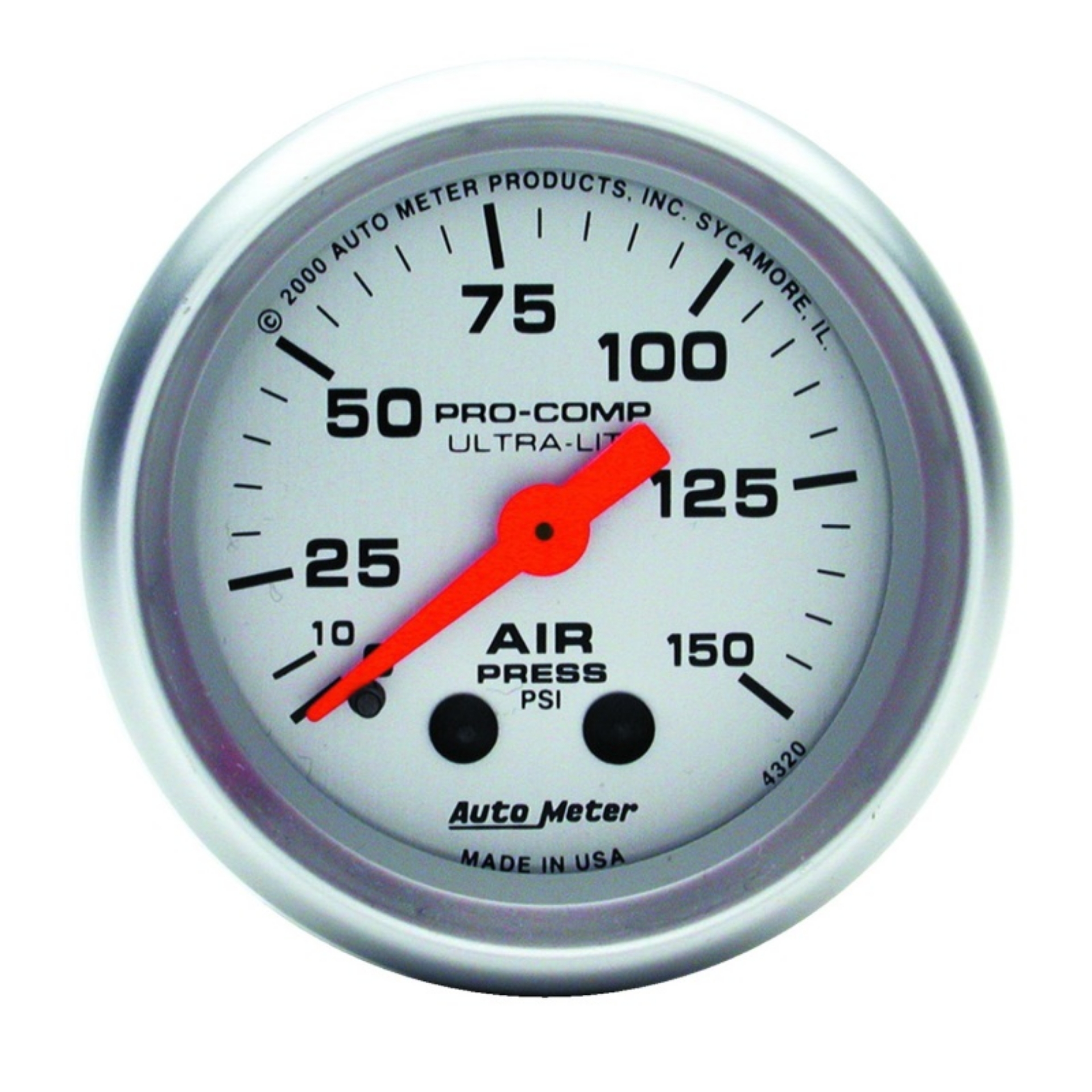 Picture of Autometer Ultra-Lite 2-1-16in 0-150 PSI Mechanical Air Pressure Gauge