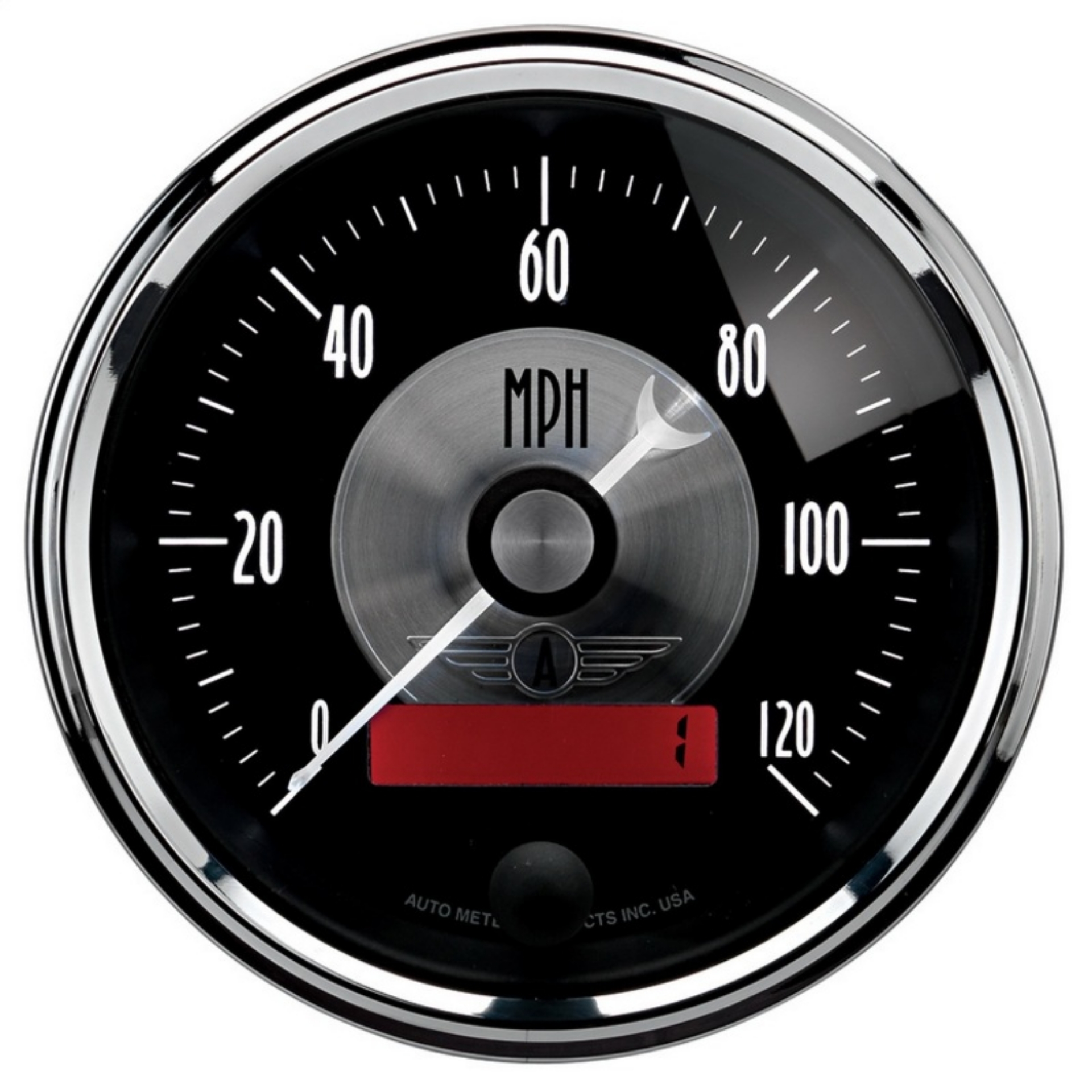 Picture of Autometer Prestige Series Black 3-3-8in 120mph Electric Programmable Speedometer w-LCD Odometer