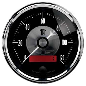 Picture of Autometer Prestige Series Black 3-3-8in 120mph Electric Programmable Speedometer w-LCD Odometer