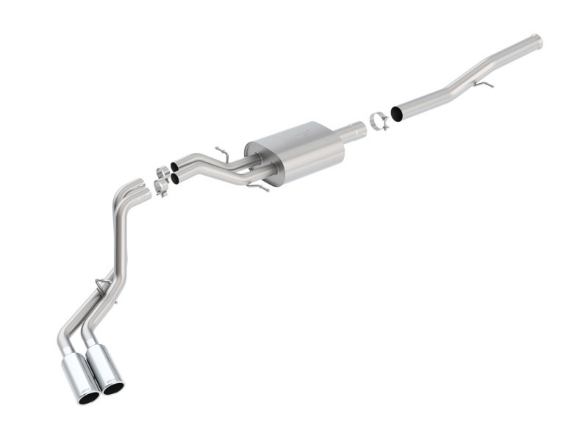 Picture of Borla 14 Silv-Sierra 1500 EC Std-CC Short 143-5in WB S-Type Dual Rolled Side Exit Cat-Back Exhaust