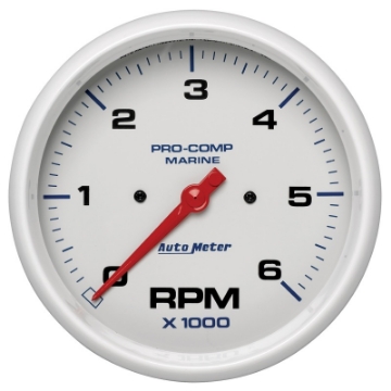 Picture of Autometer Marine White Ultra-Lite 5in In-Dash Tachometer 0-6K RPM