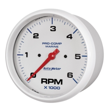 Picture of Autometer Marine White Ultra-Lite 5in In-Dash Tachometer 0-6K RPM
