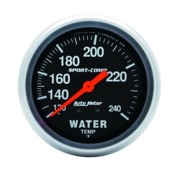 Picture of Autometer Sport-Comp 2-5-8in 120-240 F Mechanical Water Temp Gauge 12ft Tubing