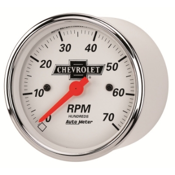 Picture of Autometer Arctic White GM 3-1-8in 7000RPM 4, 6, 8 Cyl Electrical Tachometer Gauge