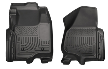 Picture of Husky Liners 11-12 Ford Super Duty Crew & Extended Cab WeatherBeater Front Row Black Floor Liners