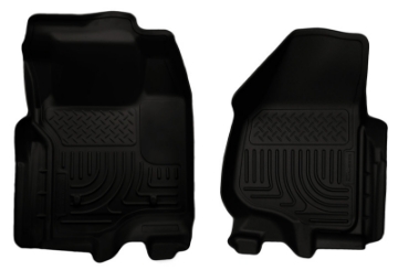 Picture of Husky Liners 11-12 Ford Super Duty Crew & Extended Cab WeatherBeater Front Row Black Floor Liners