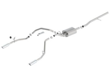 Picture of Borla 14 Silv-Sierra 1500 C-B S-Type Exhaust-2-75in Into Dual 2-25in Out 4in Tip Split Rear Exit