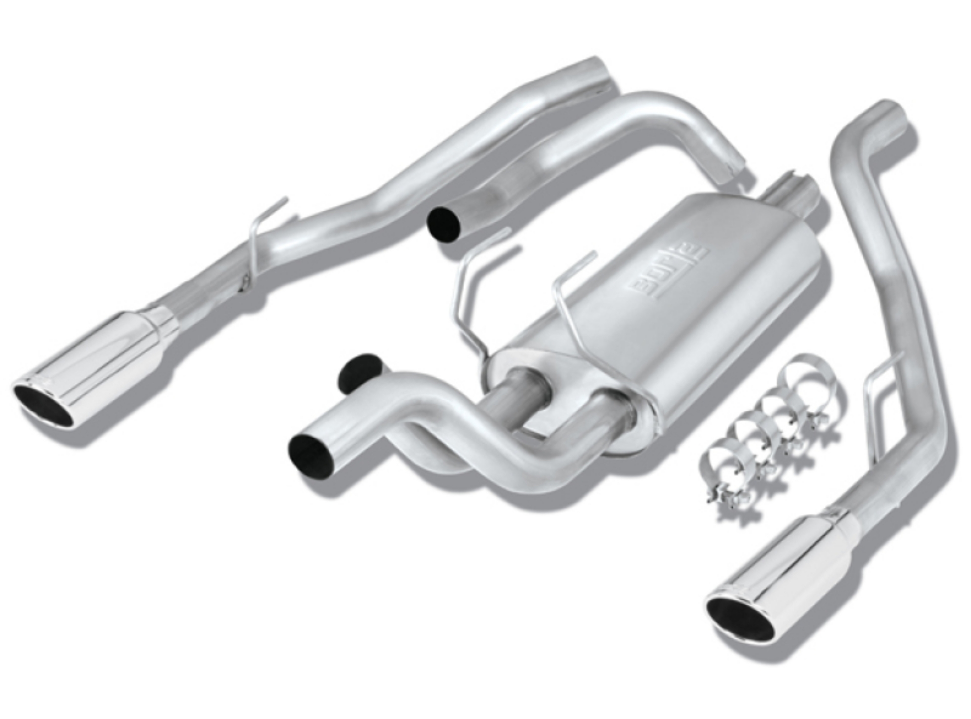Picture of Borla 09-13 Dodge RAM 1500 5-7L CC-SB w-Fact Sngl Exhaust C-B 3x2-5in Single Round Rolled Split Rear