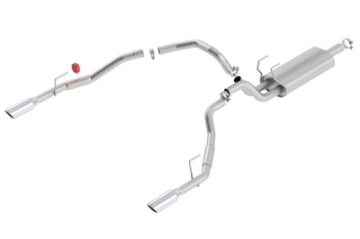 Picture of Borla 09-13 Dodge RAM 1500 5-7L CC-SB w-Fact Sngl Exhaust C-B 3x2-5in Single Round Rolled Split Rear