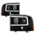 Picture of Spyder Ford F-250 99-04-Excursion 00-04 1 Piece LED Headlights - Black PRO-YD-FF25099V2PL-BK