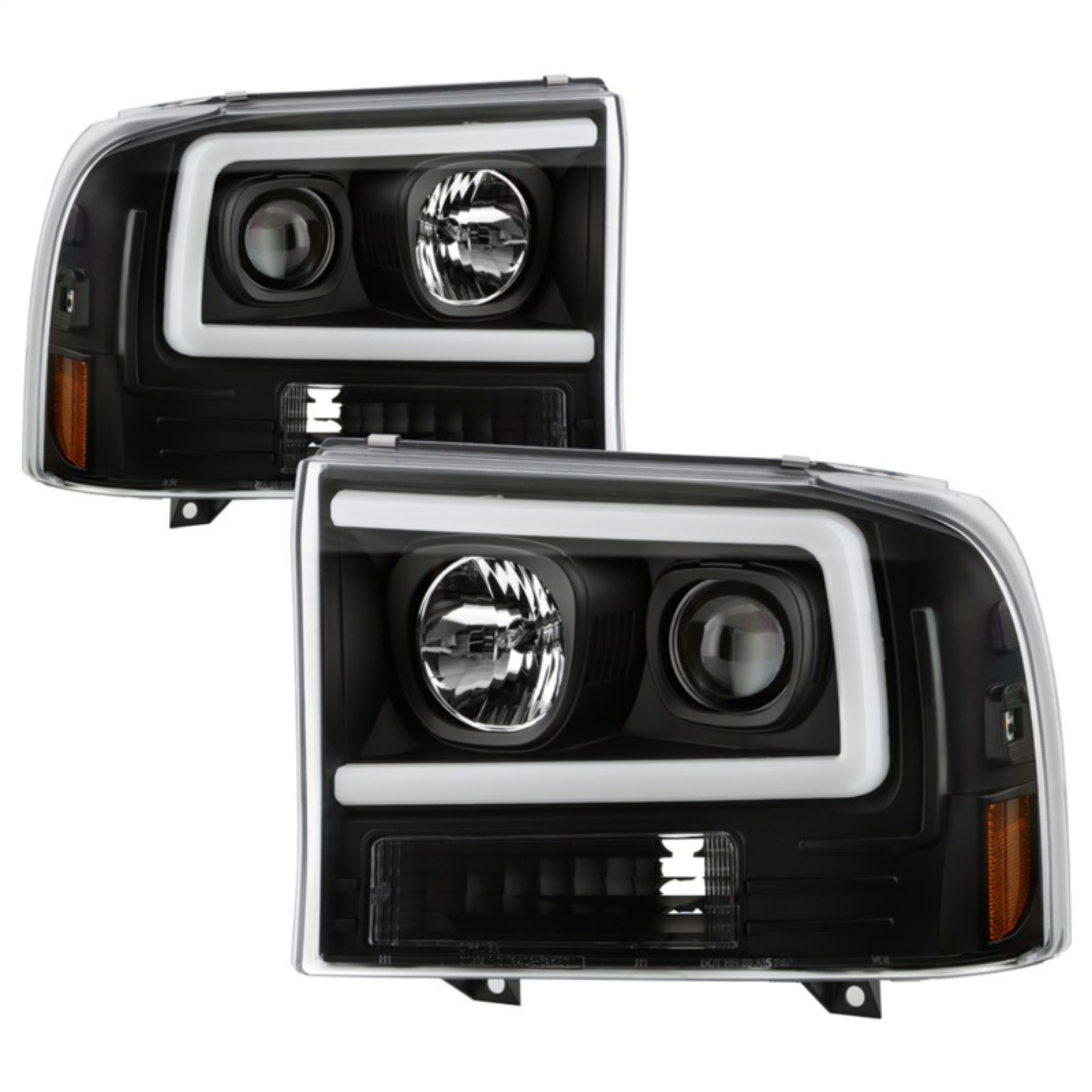 Picture of Spyder Ford F-250 99-04-Excursion 00-04 1 Piece LED Headlights - Black PRO-YD-FF25099V2PL-BK