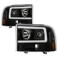 Picture of Spyder Ford F-250 99-04-Excursion 00-04 1 Piece LED Headlights - Black PRO-YD-FF25099V2PL-BK