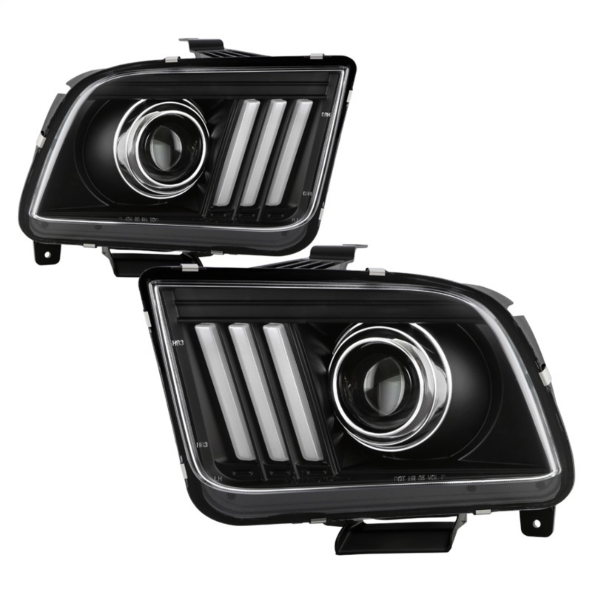 Picture of Spyder Ford Mustang 05-08 V2 High-Power LED Headlights - Black PRO-YD-FM05AP-BK