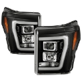 Picture of Spyder Ford F250-350-450 11-16 V2 High-Power LED Headlights-White Light Bar-Black PRO-YD-FS11V2PL-BK