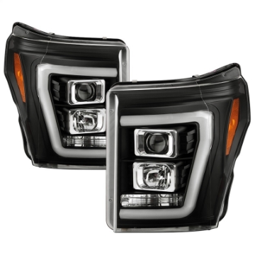 Picture of Spyder Ford F250-350-450 11-16 V2 High-Power LED Headlights-White Light Bar-Black PRO-YD-FS11V2PL-BK