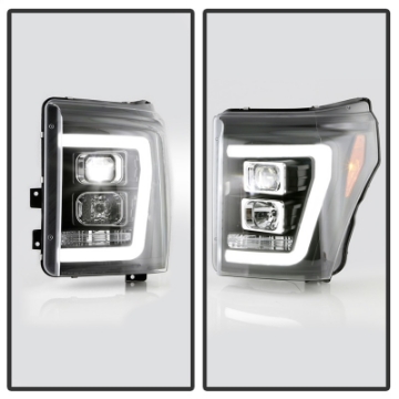 Picture of Spyder Ford F250-350-450 11-16 V2 High-Power LED Headlights-White Light Bar-Black PRO-YD-FS11V2PL-BK