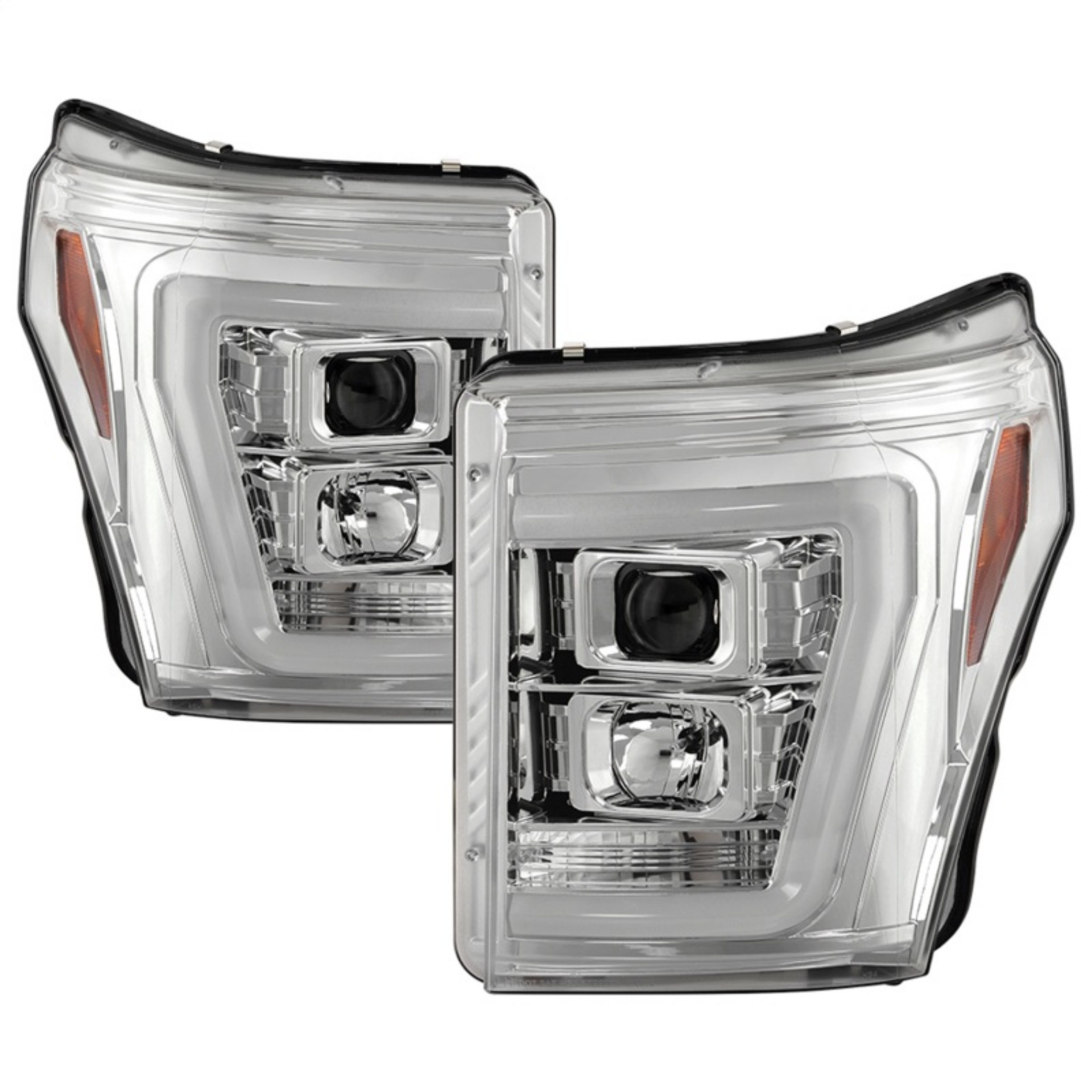 Picture of Spyder Ford F250-350-450 11-16 V2 High-Power LED Headlights-White Light Bar-Chrome PRO-YD-FS11V2PL-C