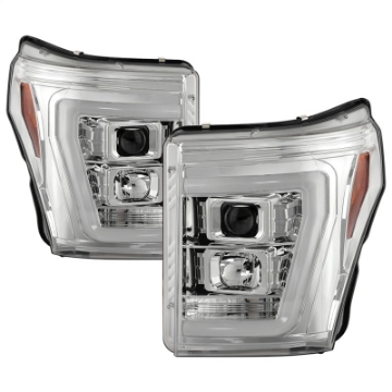 Picture of Spyder Ford F250-350-450 11-16 V2 High-Power LED Headlights-White Light Bar-Chrome PRO-YD-FS11V2PL-C