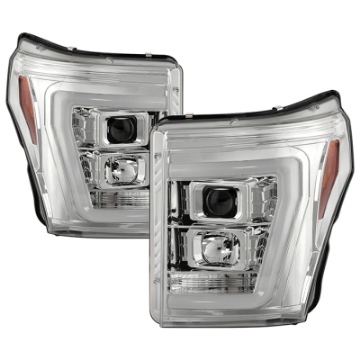 Picture of Spyder Ford F250-350-450 11-16 V2 High-Power LED Headlights-White Light Bar-Chrome PRO-YD-FS11V2PL-C