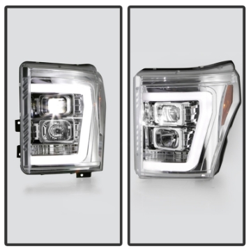 Picture of Spyder Ford F250-350-450 11-16 V2 High-Power LED Headlights-White Light Bar-Chrome PRO-YD-FS11V2PL-C