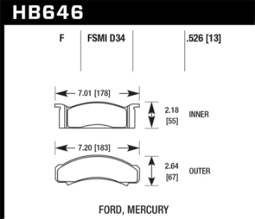 Picture of Hawk 68-73 Ford Mustang - 68-71 Torino - 68-71 Montego - 68-73 Cougar HPS Street Front Brake Pads